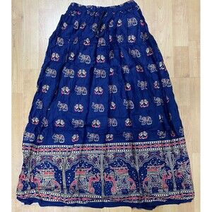 Hippie Boho Elephant Elastic Waist Women’s One Size Festival Skirt